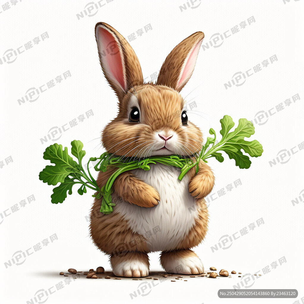 膨胀可爱简易卡通兔子抱萝卜