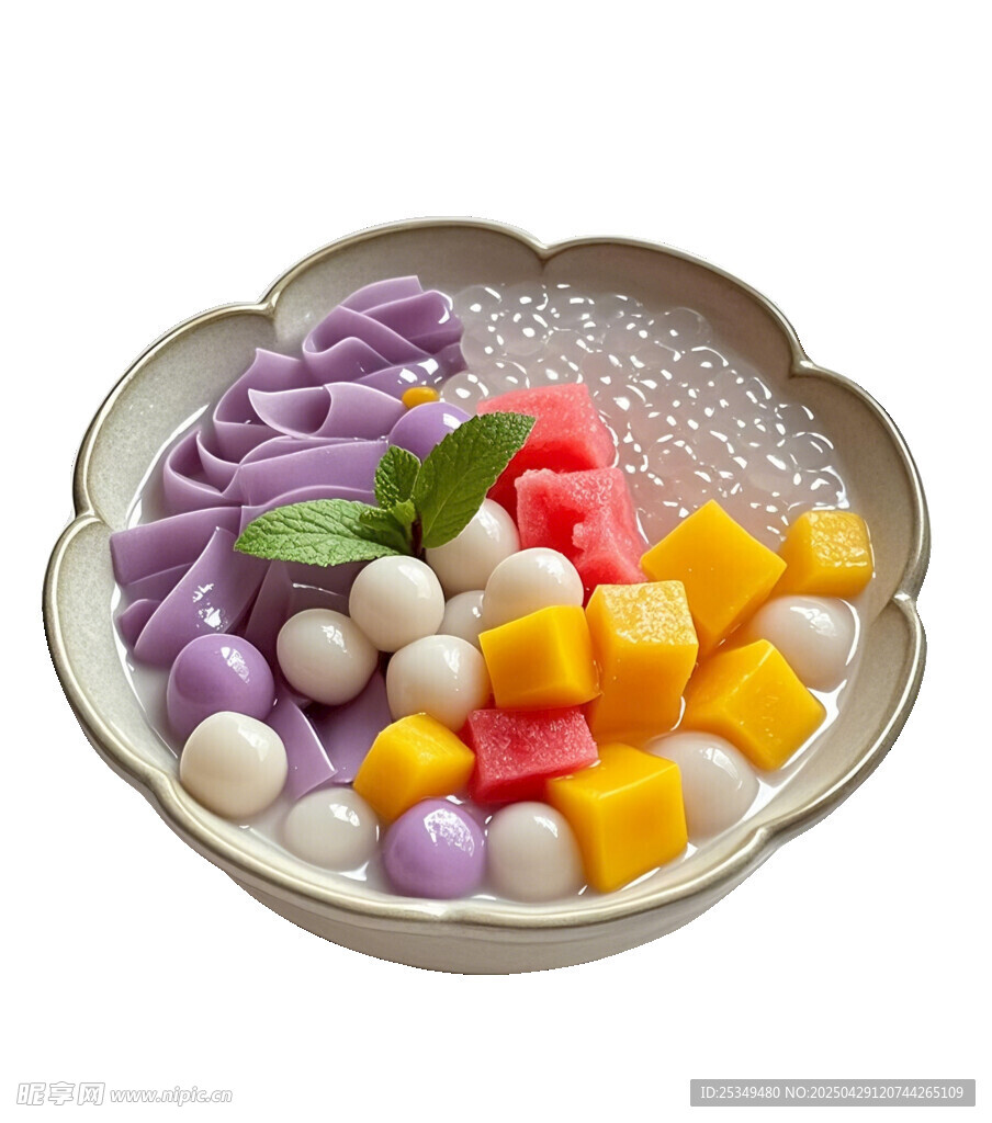 多彩水果芋圆甜品拼盘