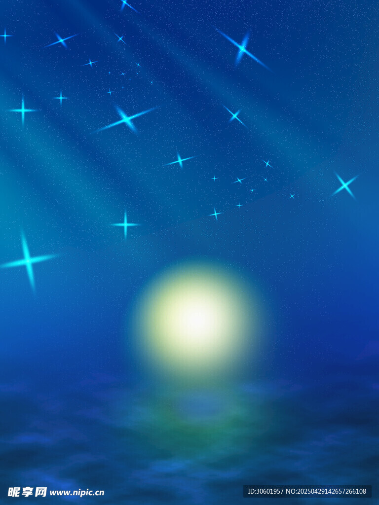 故事感月光倒影水面波光星光背景