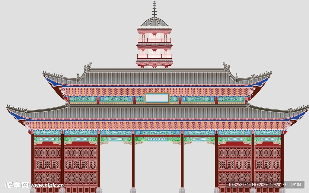 中式传统门楼建筑景观背景