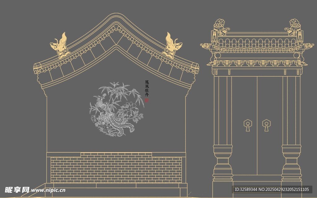 中式古建筑门楼设计图