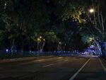 夜晚静谧的城市街道景象