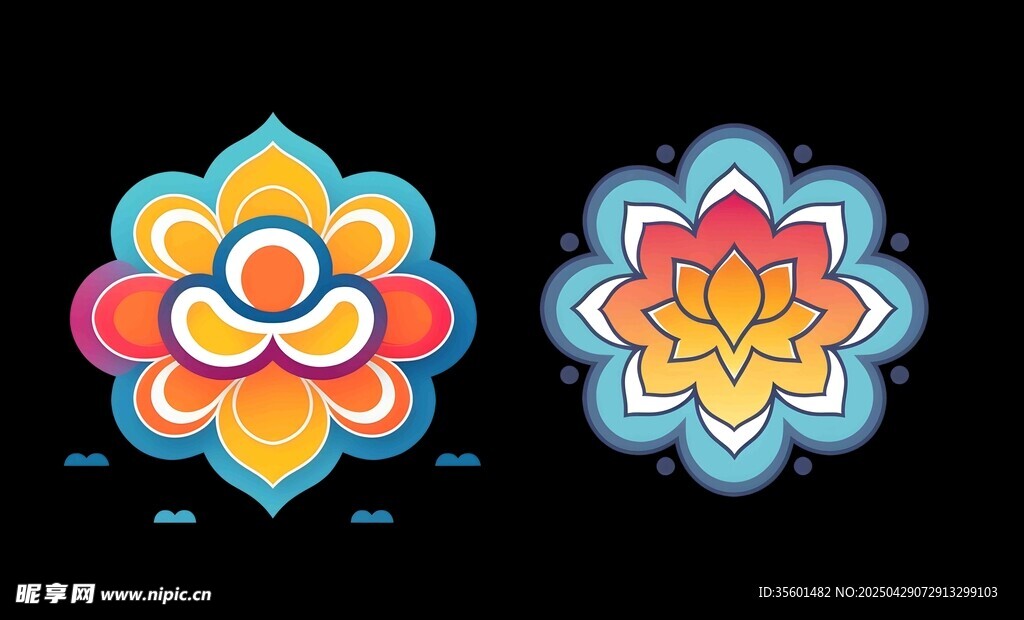 国潮花卉素材