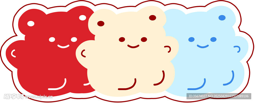 可爱三色小熊图案