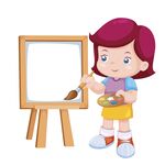 小女孩专注画画