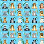 可爱动物图案的蓝色背景图