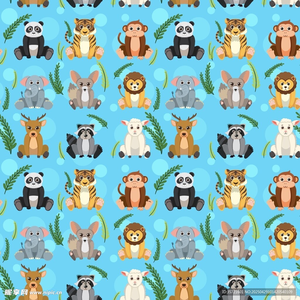 可爱动物图案的蓝色背景图