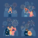 节日团聚烟花欢乐时刻