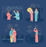欢乐家庭共度烟花夜