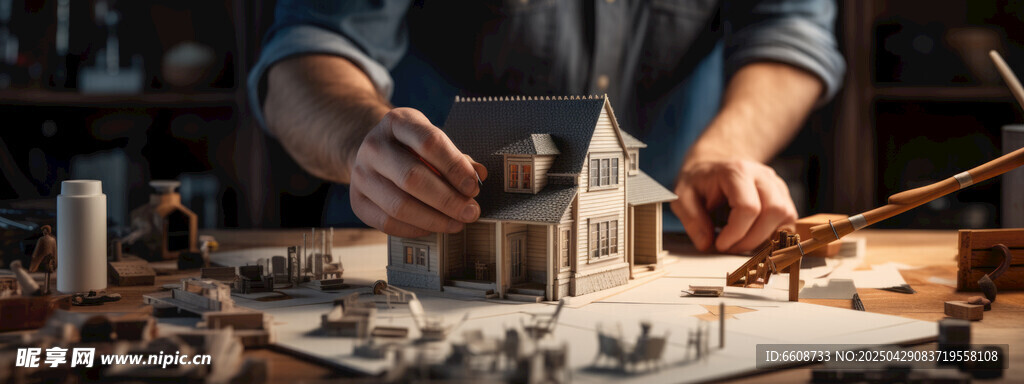 手工搭建建筑模型场景