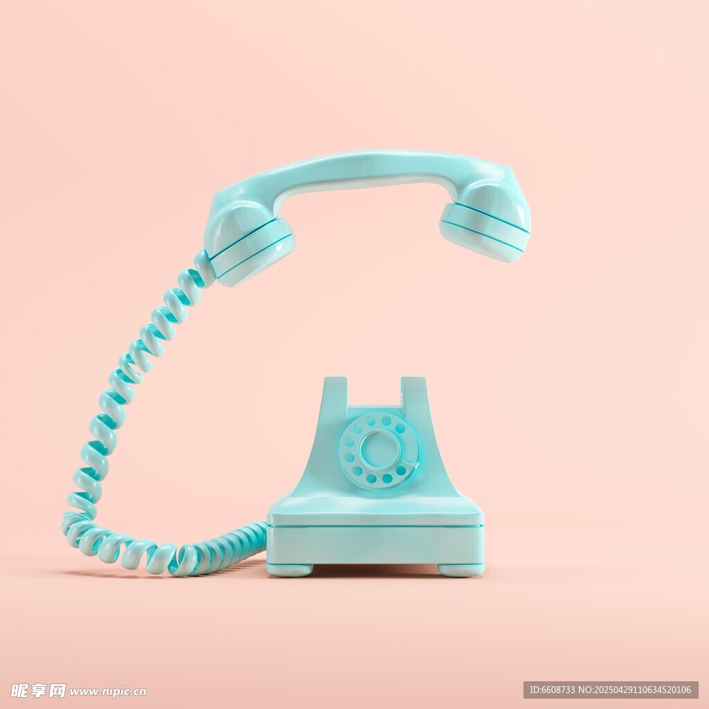 复古浅蓝色旋转拨号电话机