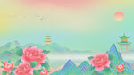 国潮花卉背景