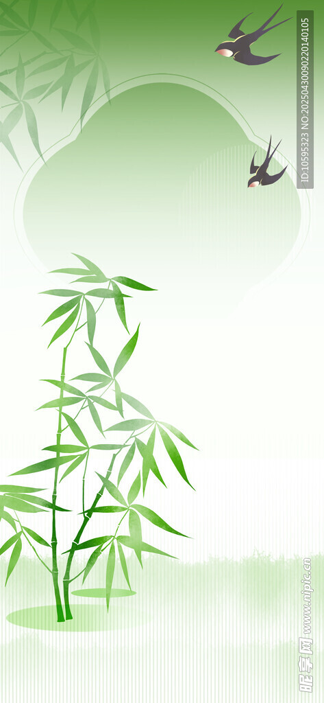 水墨风竹林飞鸟意境图
