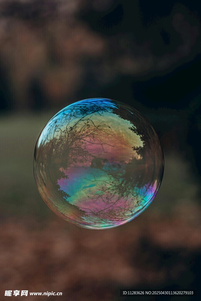 梦幻彩色泡泡特写