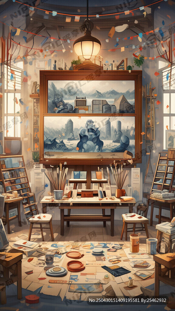 美术培训班五一周年庆画展活动海
