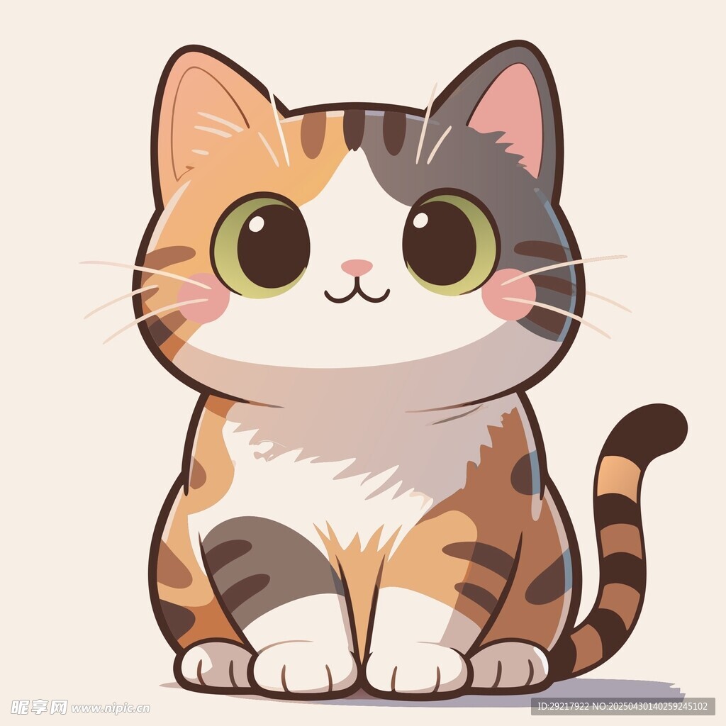 可爱三色猫咪卡通形象