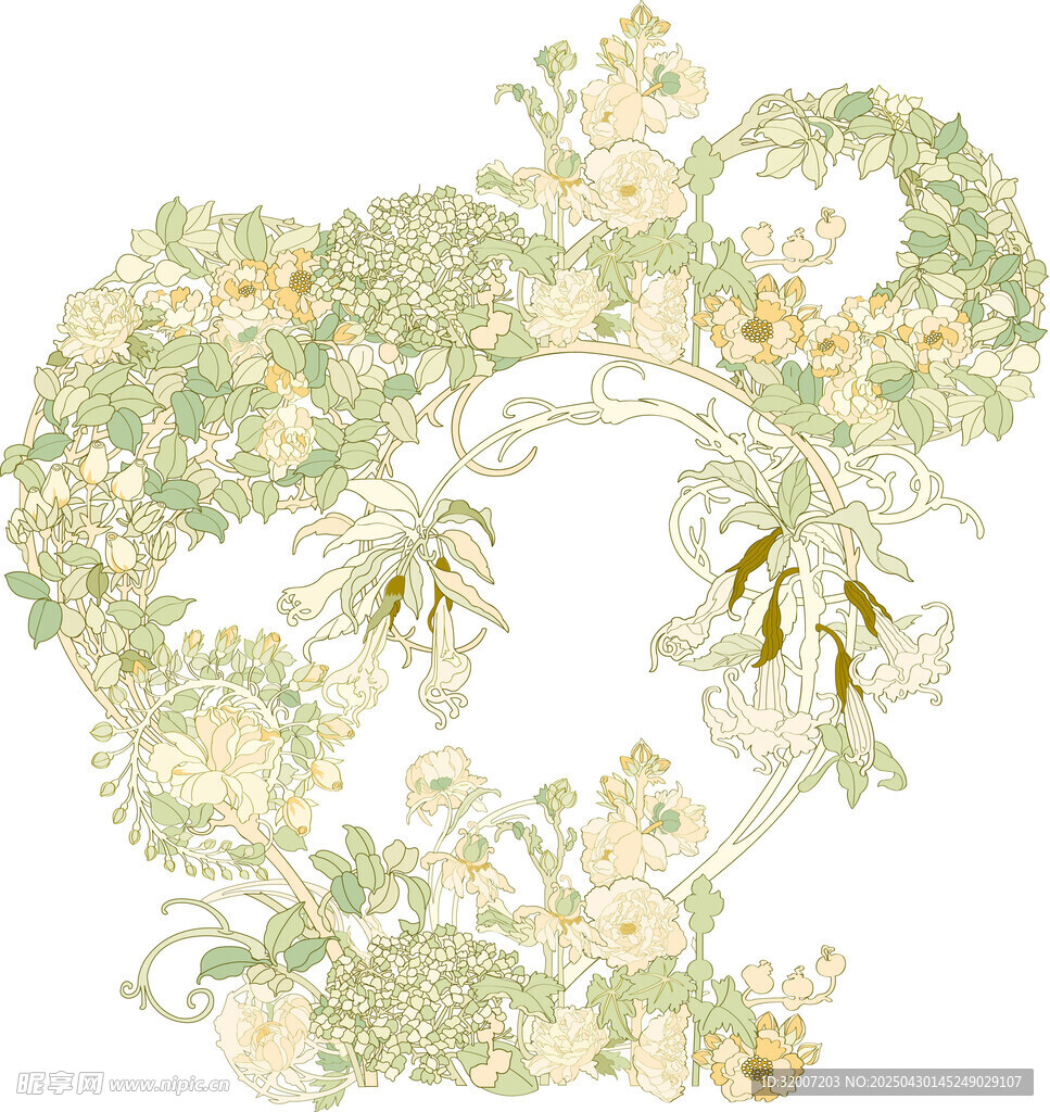花卉环绕的精美图案