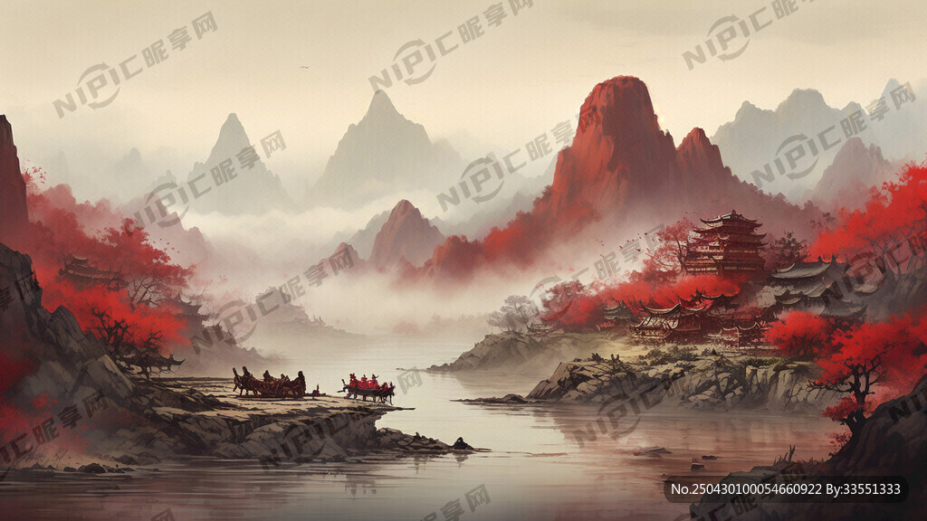 一套红色主题的古诗集背景