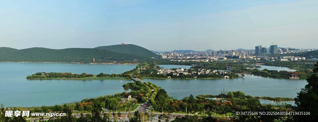 湖畔城市风光美景