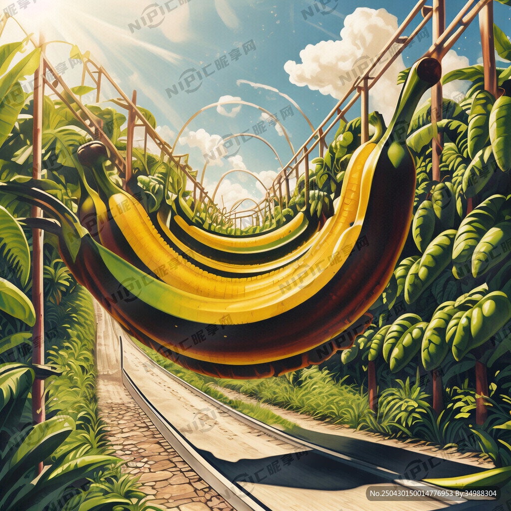 香蕉在过山车上滑过