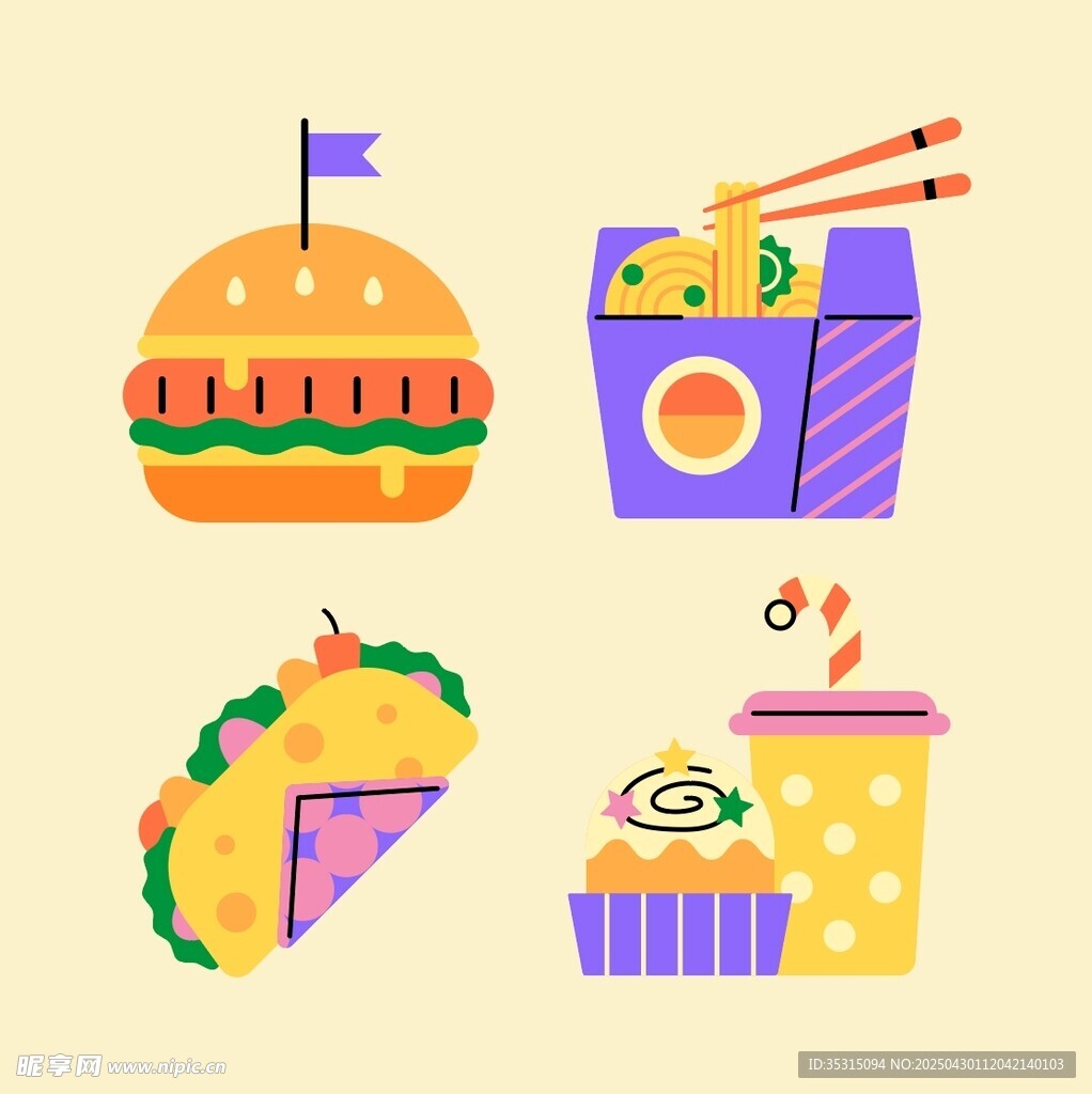 多样美食图标集合