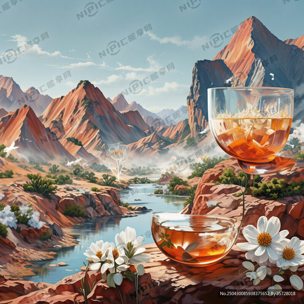 我想要一个丹霞地貌景区与花茶相