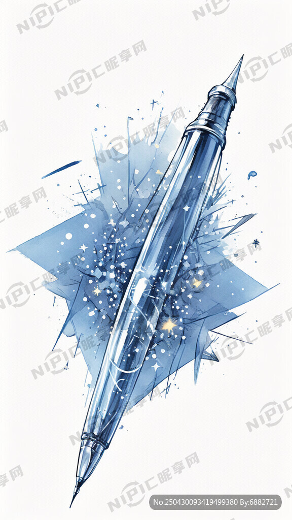 写字的笔 透明 星光 插画