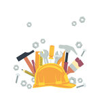 建筑工具与安全帽集合