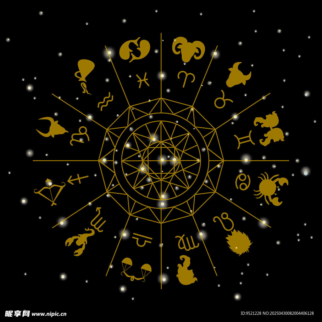 神秘十二星座星盘图案