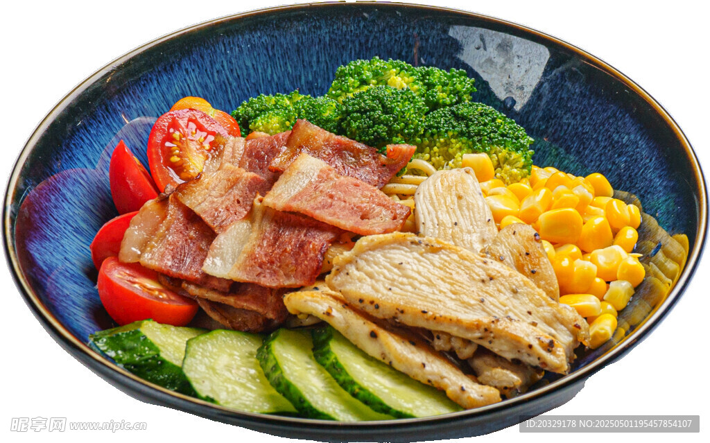 美味营养的缤纷健身餐培根鸡肉沙
