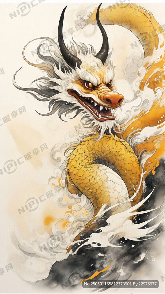 站立式中国龙 侧视图 卡通