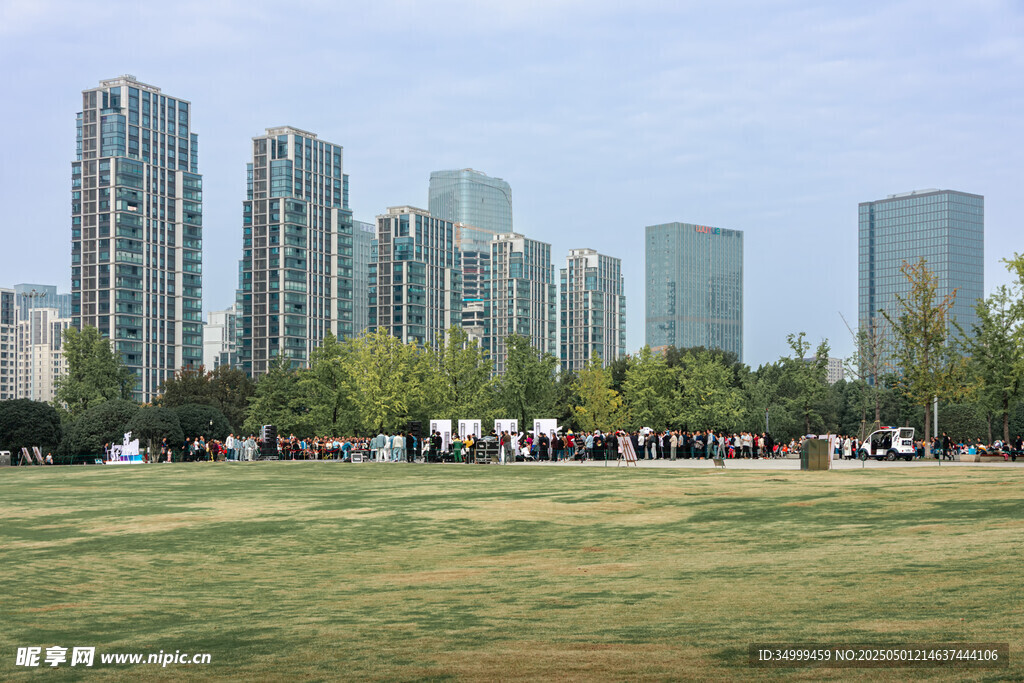 城市公园与高楼景观