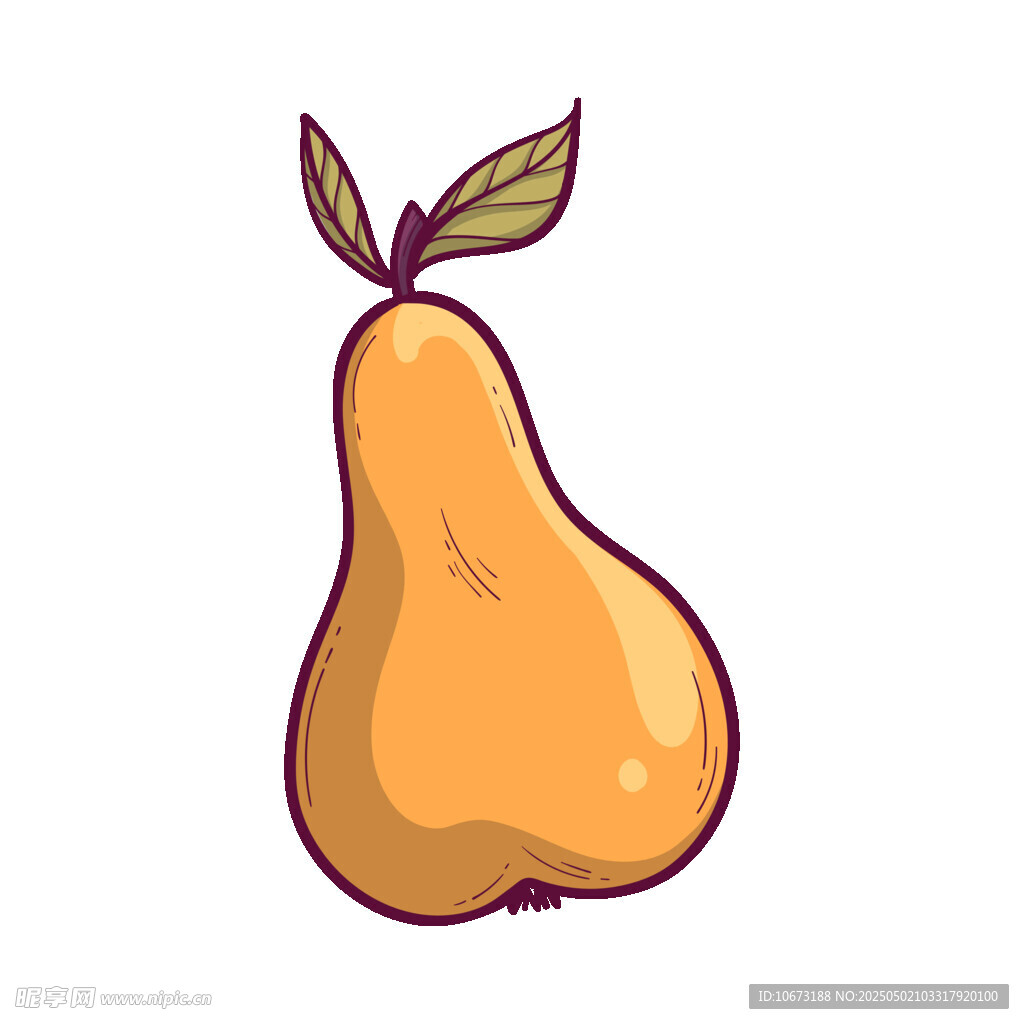 卡通风格黄梨插画