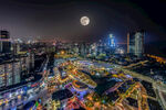 月夜下的繁华都市夜景