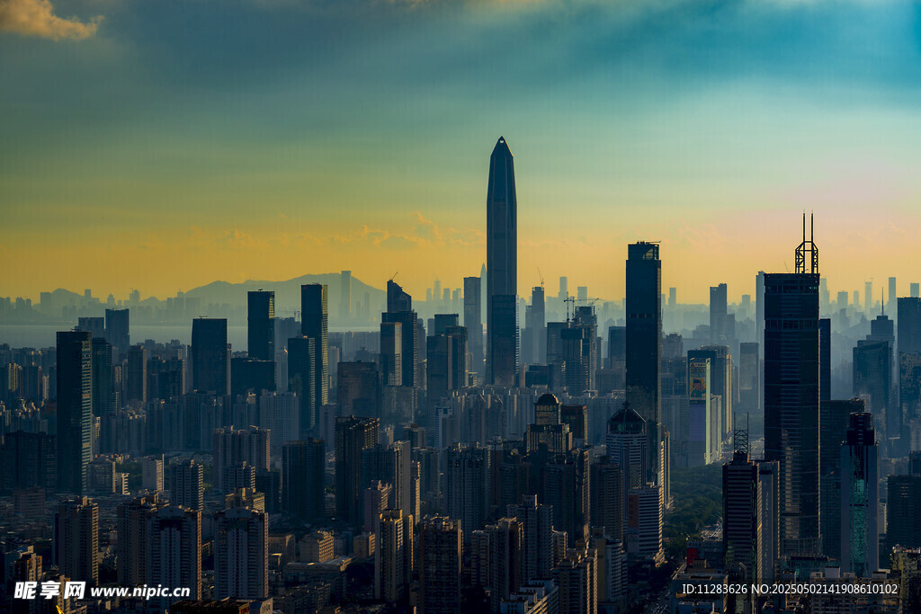都市天际线 夕阳下的繁华