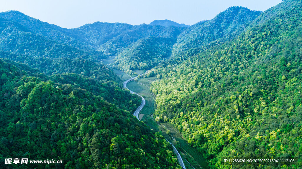 青山绿水间的蜿蜒山谷