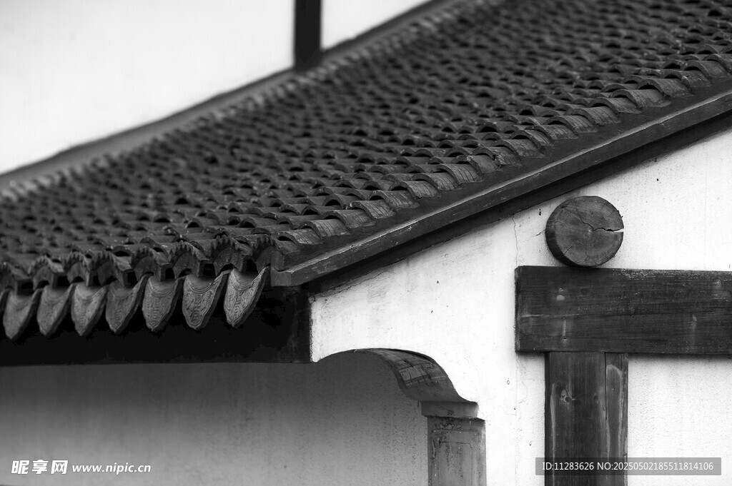 中式古建筑屋檐局部特写