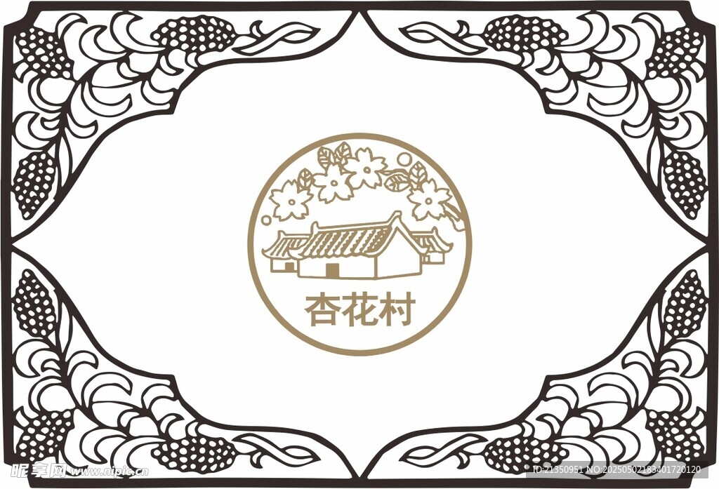 复古边框中的圆形图案