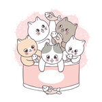 可爱猫咪齐聚粉色容器中