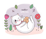 可爱猫咪抱花欢迎春天