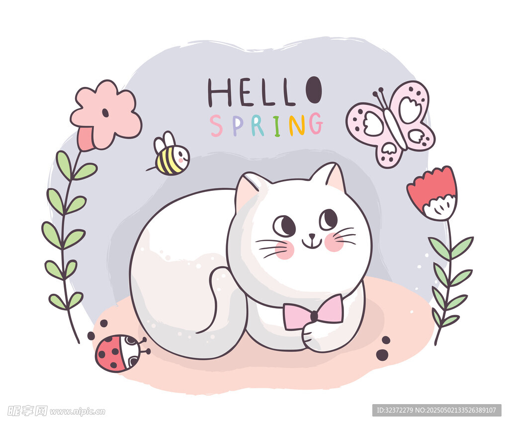 你好春天的可爱猫咪