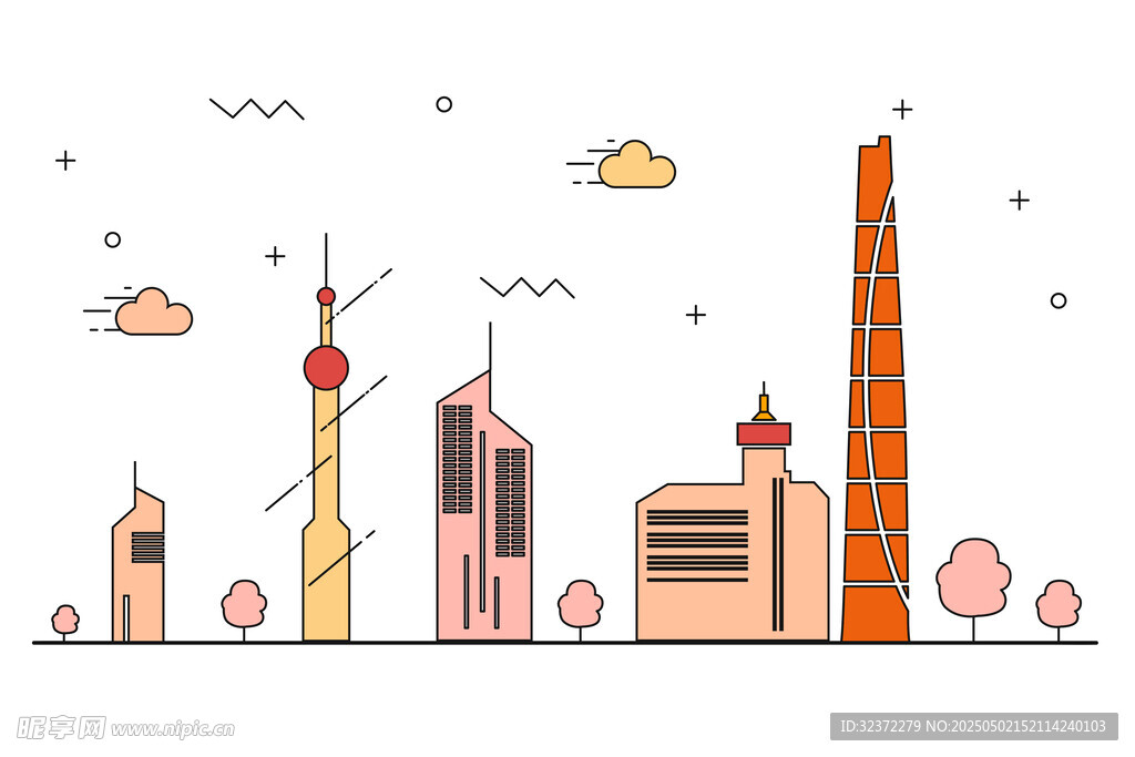 城市天际线插画