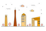 城市建筑风景插画