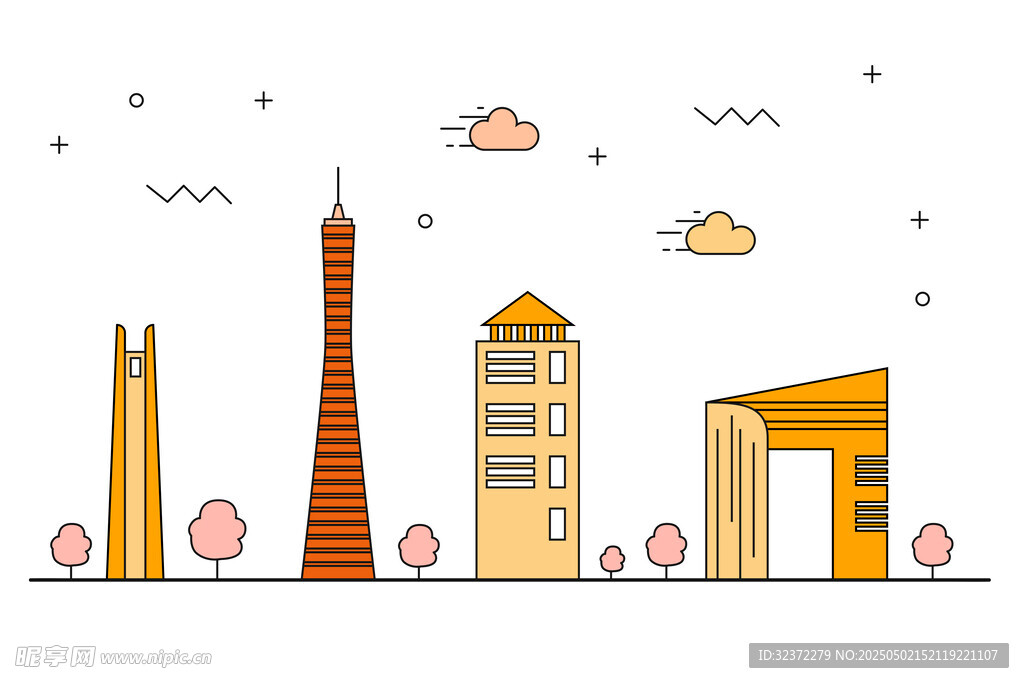 城市建筑风景插画