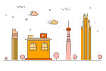 城市建筑风景插画