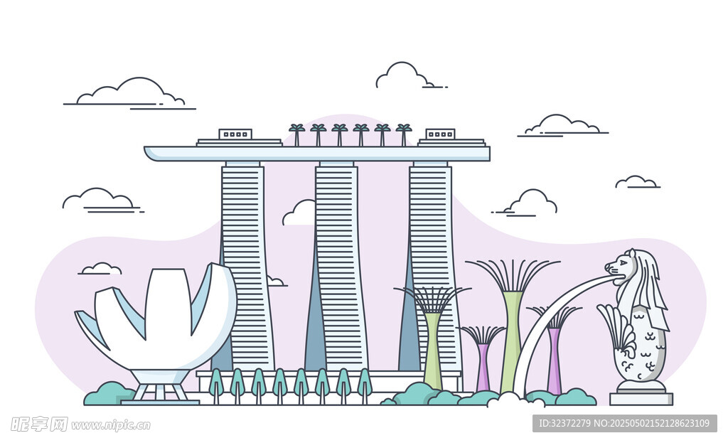 新加坡地标建筑插画