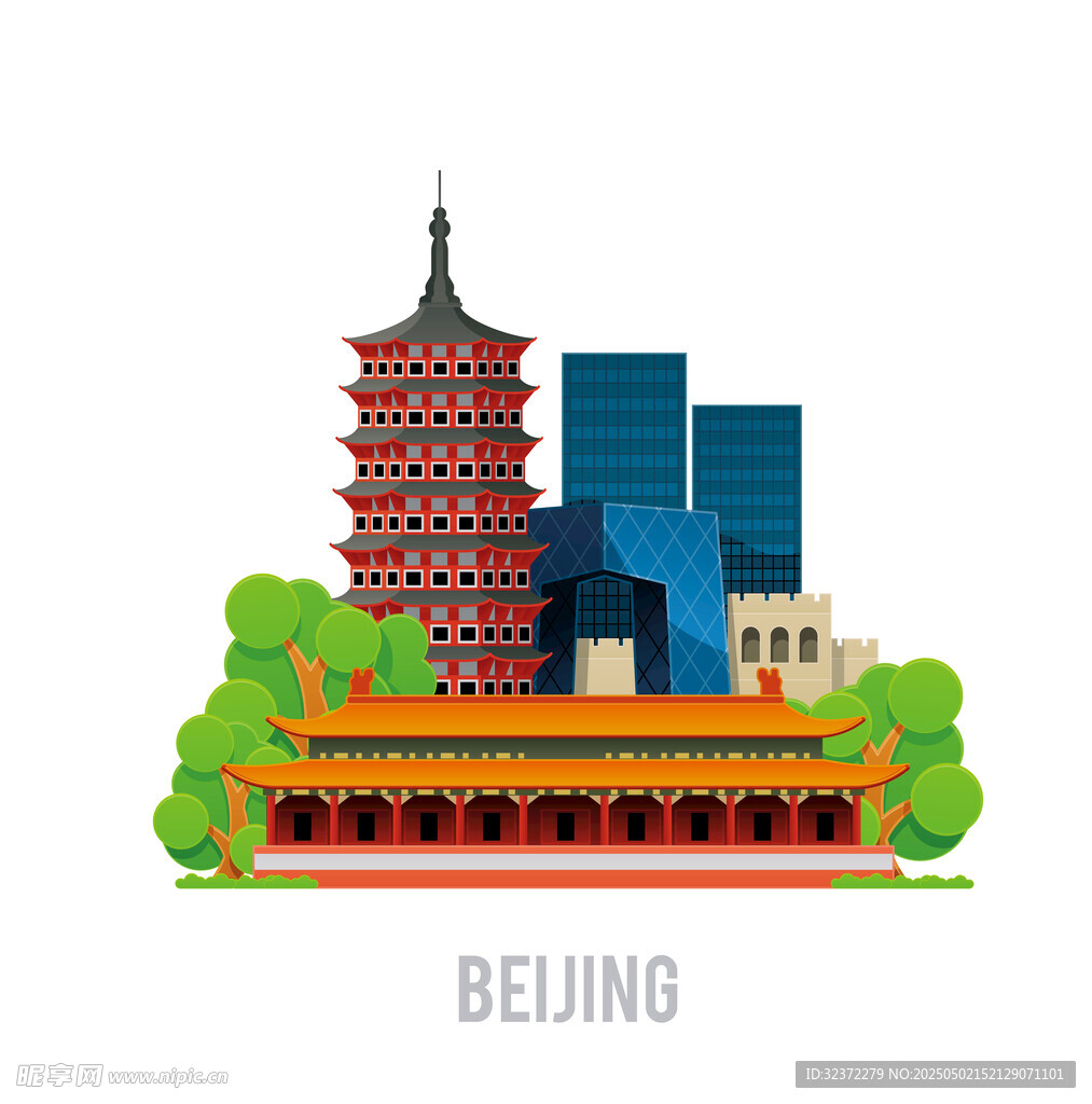 北京地标建筑插画