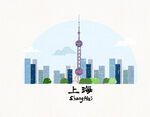 上海城市天际线插画
