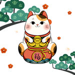 招财猫送福 喜庆吉祥插画