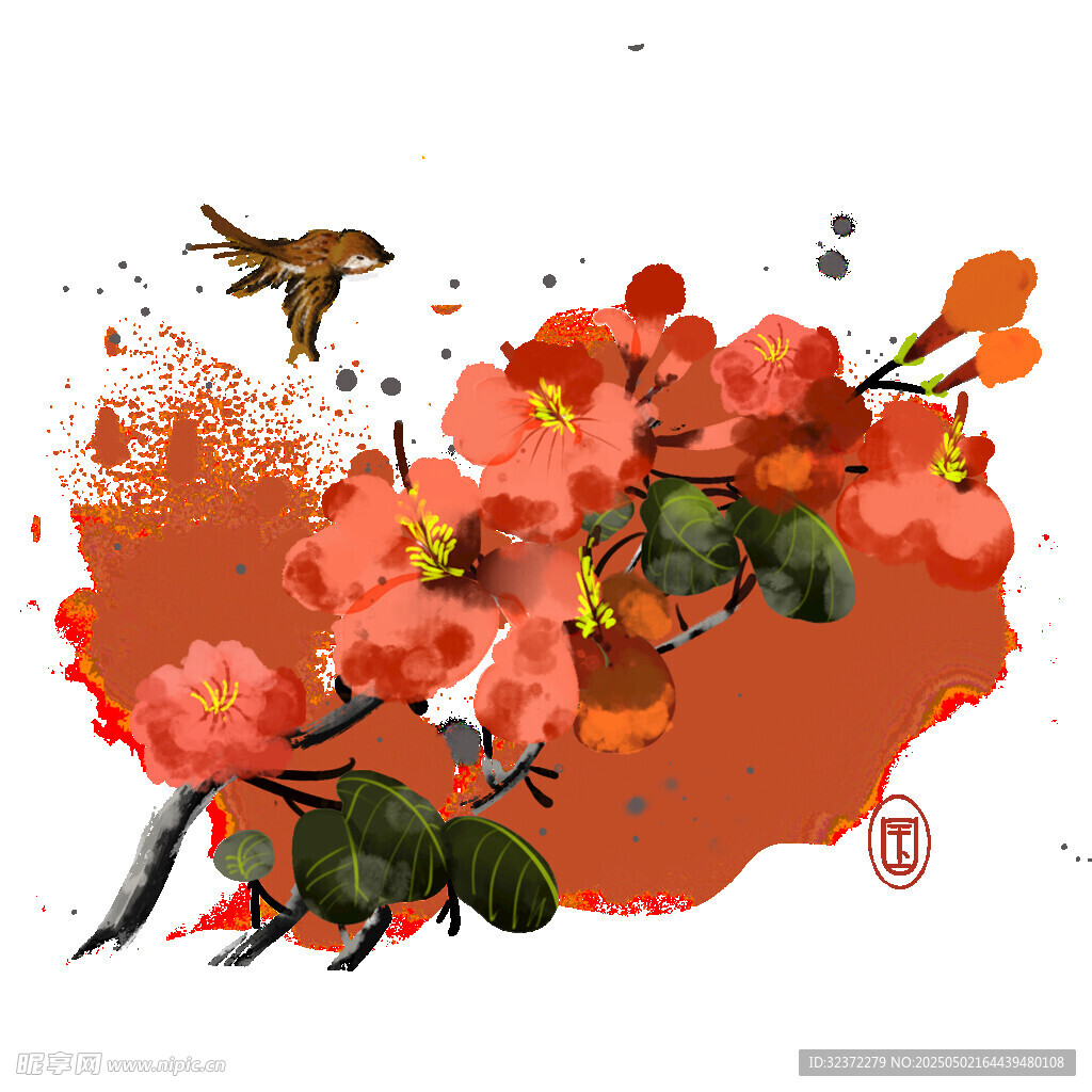 水墨花鸟图